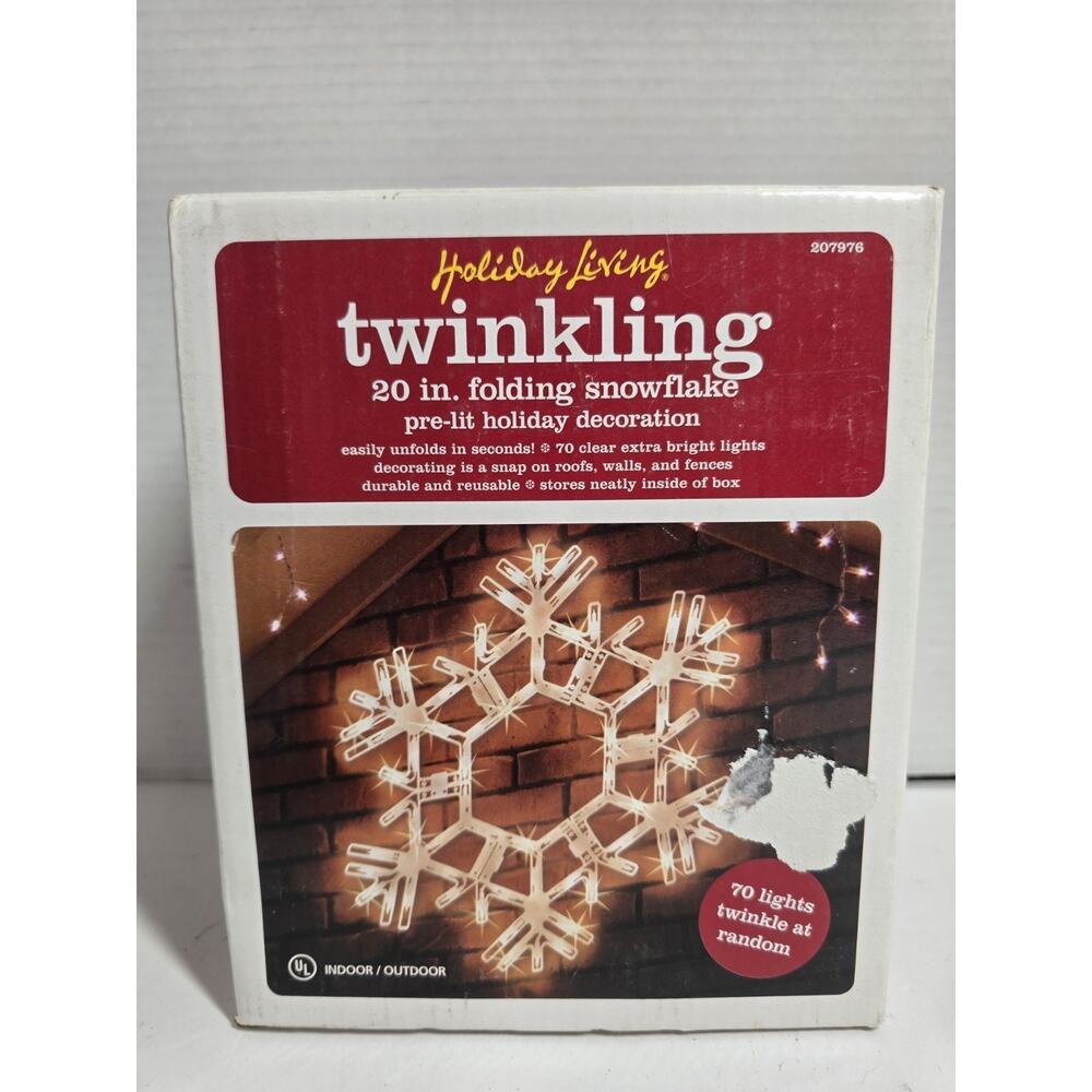 Holiday Living 20” Folding Twinkling Snowflake Christmas Light 70 Clear Lights